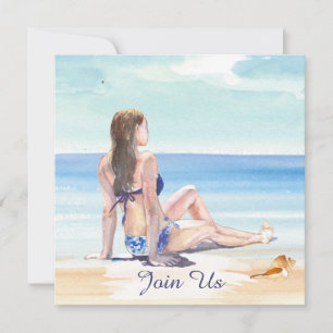 Convite *~* Festa DIY Tropical AR29 Praia PARA QUALQUER EV