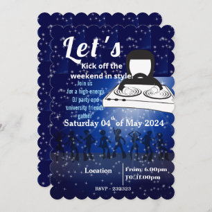 Convite Festa DJ e amigos universitários se reúnem