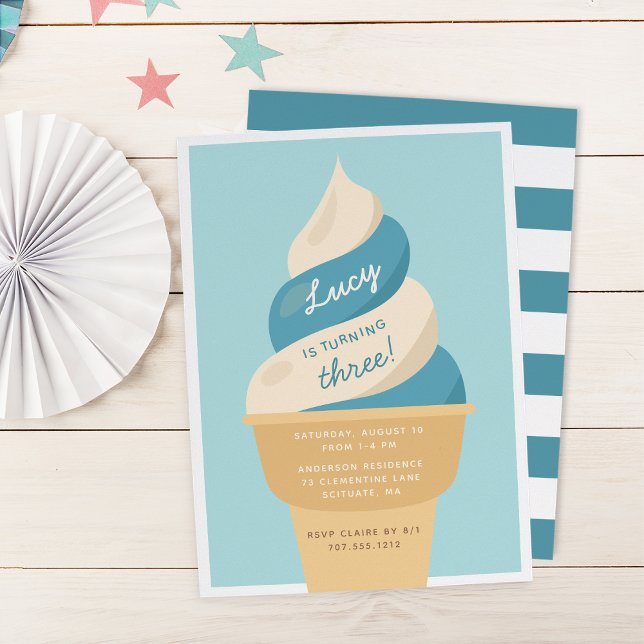 Convite Festa do Aniversário de criança do Sorvete de espi (Criador carregado)