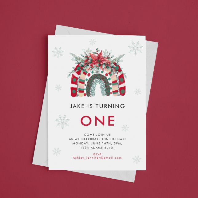 Convite Festa do Aniversário de criança Rainbow Natal (Criador carregado)