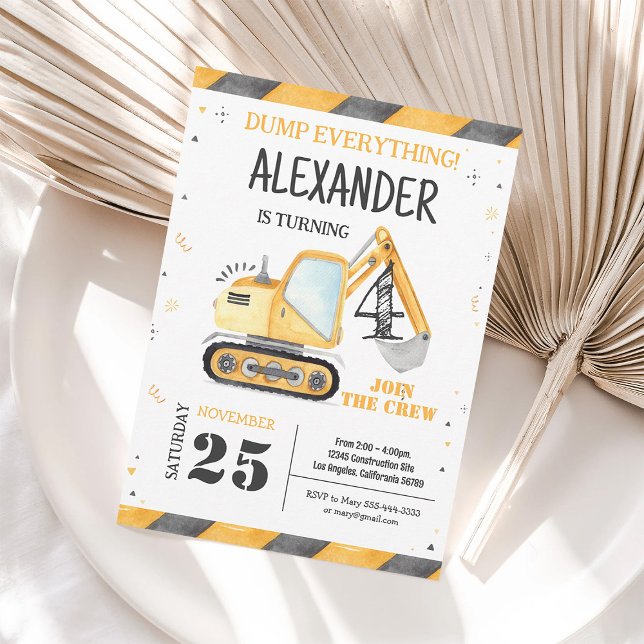 Convite Festa do Caminhão de Carga de Construção (Criador carregado)