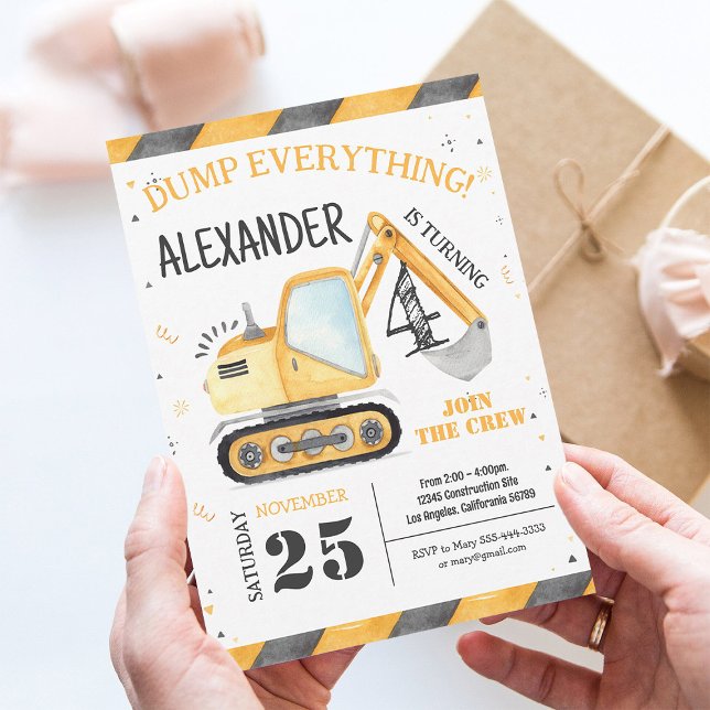 Convite Festa do Caminhão de Carga de Construção (Criador carregado)