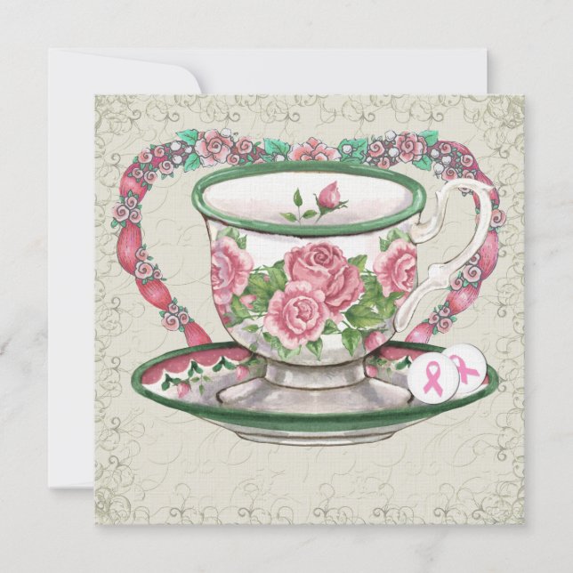 Convite Festa do Chá Doce Pink Ribbon - SRF (Frente)