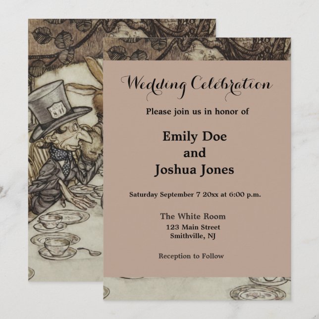 Convite Festa do Coelho da Alice no Aniversário Não Aniver (Frente/Verso)