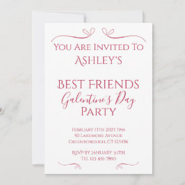 Convite Festa do Dia da Galentina Branca Moderna