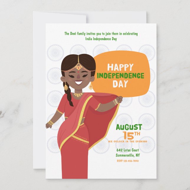 Convite Festa do Dia da Independência da Índia (Frente)