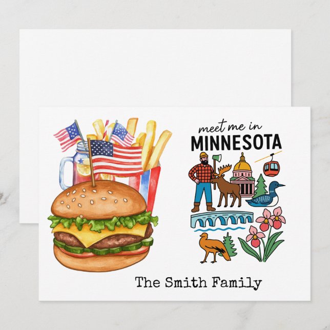 Convite Festa do Dia da Independência de Minnesota em 4 de (Frente/Verso)