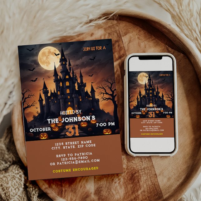 Convite Festa do Dia das Bruxas Assustadora Abóbora Costum (Criador carregado)