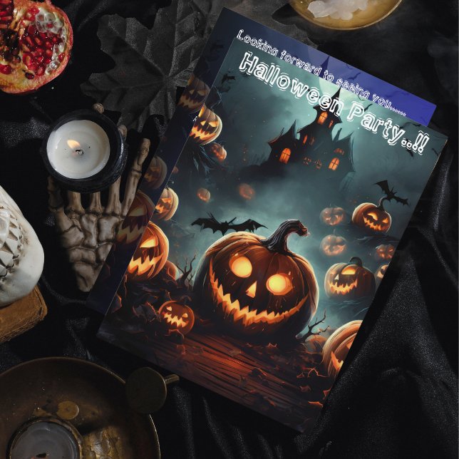 Convite Festa do Dia das Bruxas de Cabeça de Abóbora (Hells Pumpkin Head Halloween Party Invitation)