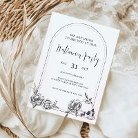 Festa do Dia das Bruxas de flores desenhadas à mão