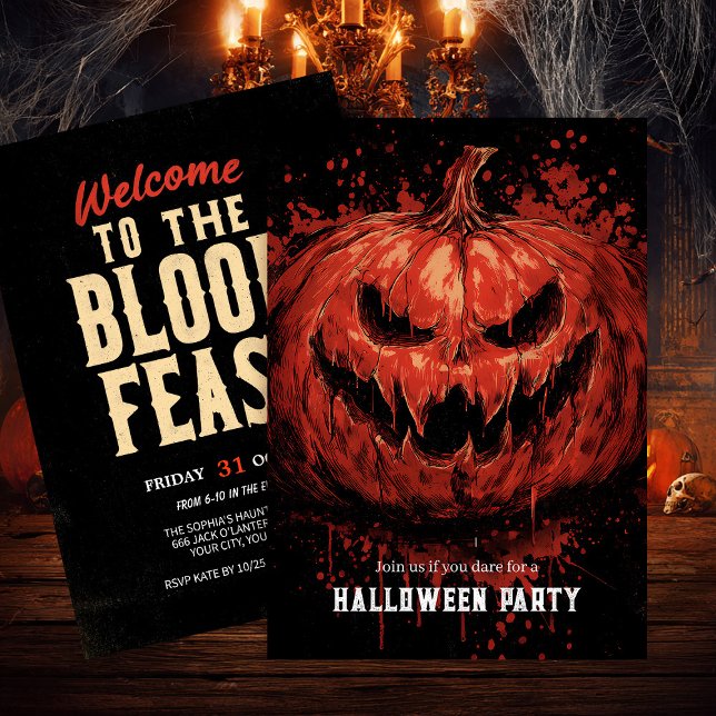 Convite Festa do Dia das Bruxas de Grin Pumpkin (Criador carregado)