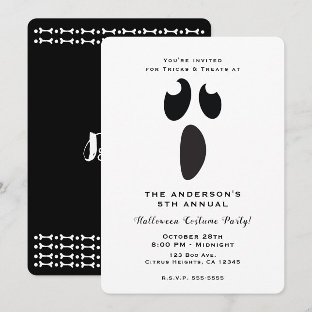 Convite Festa do Dia das Bruxas do Fantasma Tratamento ou  (Frente/Verso)