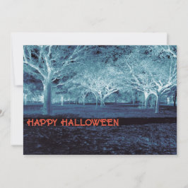 Convite Festa do Dia das Bruxas Negra e Azul - Florestas A