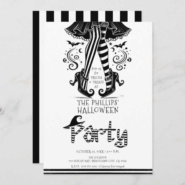 Convite Festa do Dia das Bruxas Negras e Brancas (Frente/Verso)