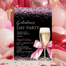 Festa do Dia de Galentine Champanhe Rosa Coquette