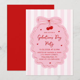 Convite Festa do Dia de Galentine com Laço Coquete Feminin