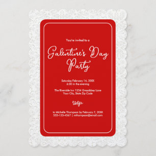 Convite Festa do Dia de Galentine Vermelho