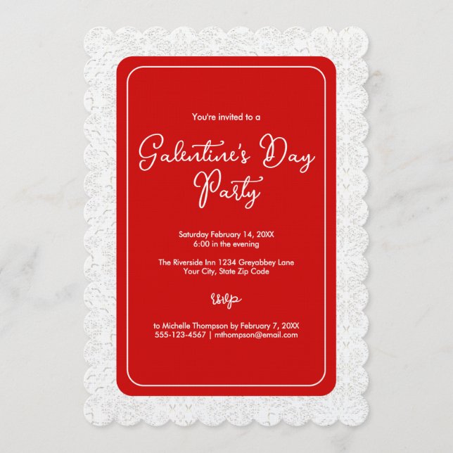 Convite Festa do Dia de Galentine Vermelho (Frente)