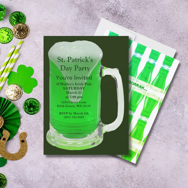 Convite Festa do Dia de Patrick Celebrada com a Brew Verde (St. Patrick's Day Party Celebrate with Green Brew Invitation)