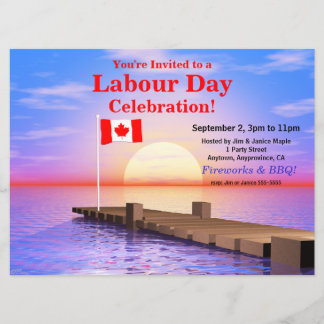 Convite Festa do Dia do Trabalho Bandeira Canadense no Doc