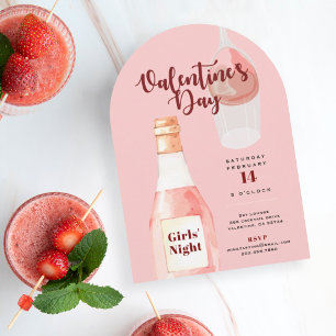 Convite Festa do Dia dos Namorados Rosé sobre Rosas Rosa