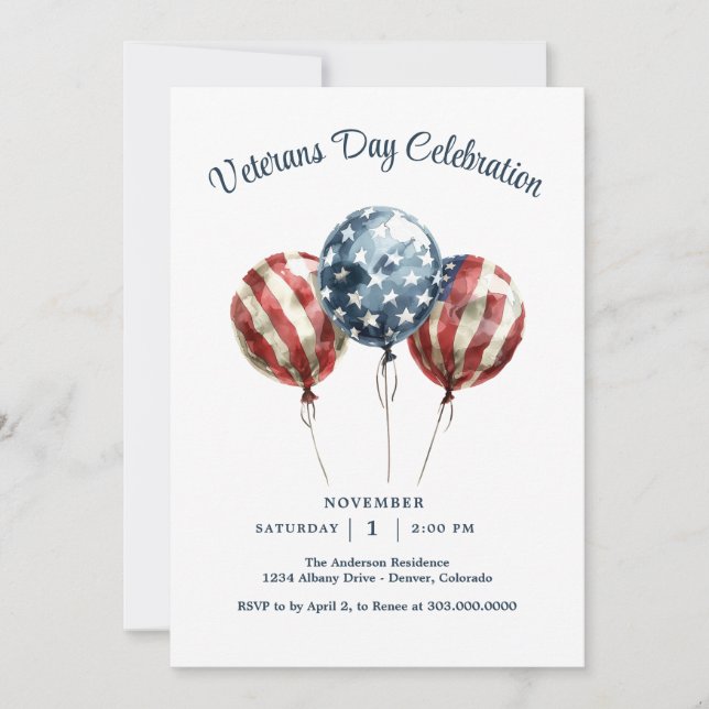 Convite Festa do Dia dos Veteranos Elegantes (Frente)