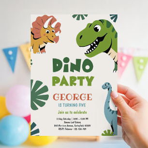 Convite Festa do Dino Divertida e Fofa de 5 Anos