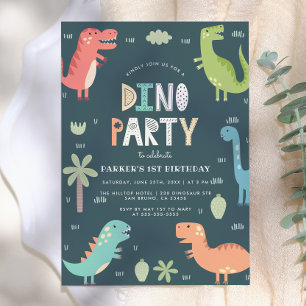 Convite Festa do Dino Primeiro Aniversário de Dinossauro