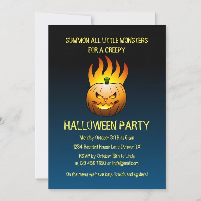 Convite Festa do Halloween Pumpkins (Frente)