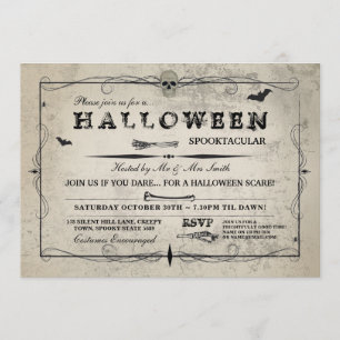 Convite Festa do Halloween Skull Invite Gótica Costume Bat