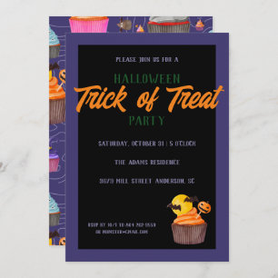 Convite Festa do Halloween Trick Treat Cute Sweet