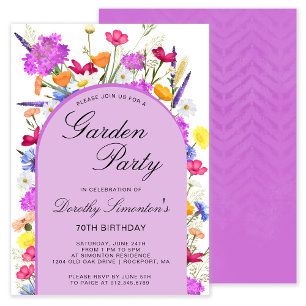 Convite Festa do Jardim Cadeado 70 de flor selvagem Aniver
