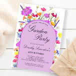 Convite Festa do Jardim Cadeado Cachorro Selvagem 60º Aniv<br><div class="desc">Um arco de Boho roxo rodeia seus 60º detalhes de Festa de aniversário. Flores silvestres coloridas adicionam um toque floral em roxo, amarelo alaranjado e vermelho. A escrita clássica adiciona um toque clássico que também é feminino. O dorso é roxo profundo com um sutil padrão de aquarela. Este item coordena-se...</div>