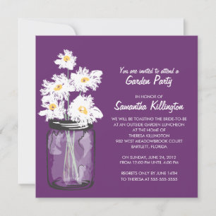 Convite Festa do Jardim, Mason Jar e White Daisies