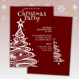 Convite Festa do Natal com Árvore Vermelha e Branca