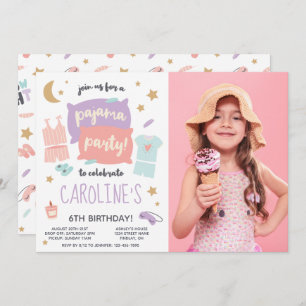 Convite Festa do Pajama Meninas qualquer Festa de aniversá