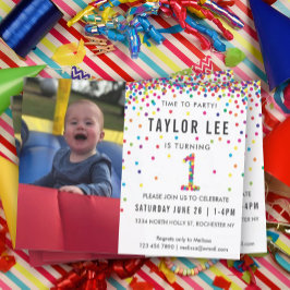 Convite Festa do primeiro aniversario Arco-íris, Foto Prim