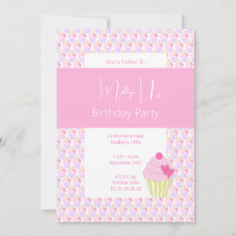 Convite Festa do primeiro aniversario do Cupcakes Rainbow