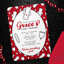 Convite Festa do Primeiro Período Menstrual com Absorvente