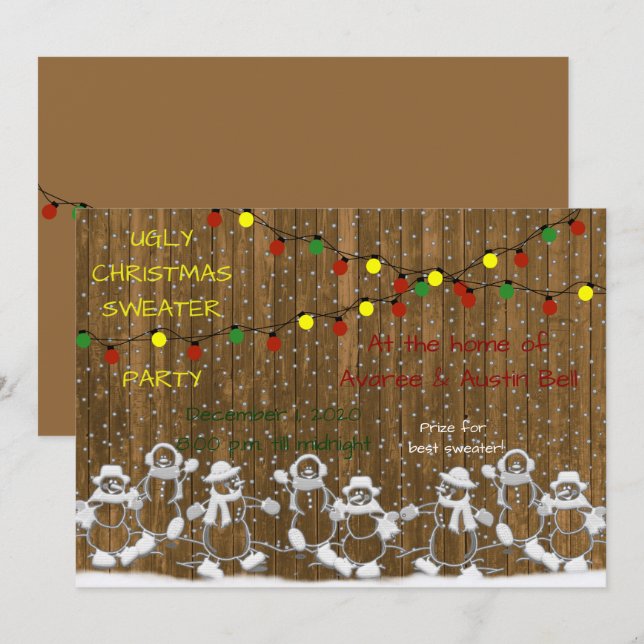 Convite Festa do Pulôver Feio de Natal (Frente/Verso)