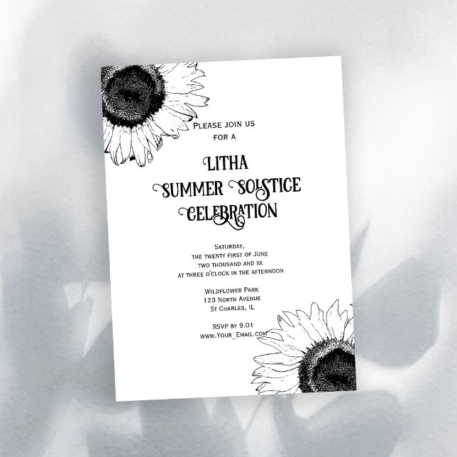 Convite Festa do Solstício de Verão Litha com Girassóis Pr (Criador carregado)