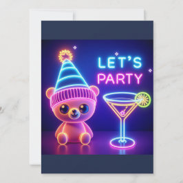 Convite Festa do Teddy Neon Rosa