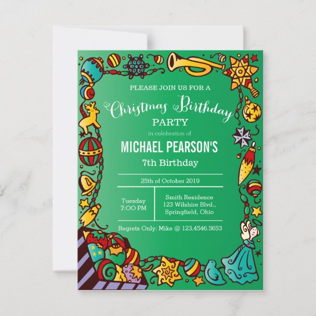 Convite Festa do Tema de Natal de Aniversário (Frente)