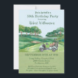 Convite Festa do Tema do Golfe Masculino da Festa de anive<br><div class="desc">Este festivo e cênico 50º Convite de aniversário tem um tema Golfe e é perfeito para um Golfe. Ele apresenta um carrinho de golfe com Golf Clubs em um Curso de Golfe. Muito a personalizar para se adequar ao seu próprio evento. Nós temos todos os ingredientes para fazer dele uma...</div>