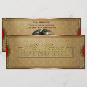 Convite Festa do Trem Vermelho e Dourado "Todos a Bordo" d