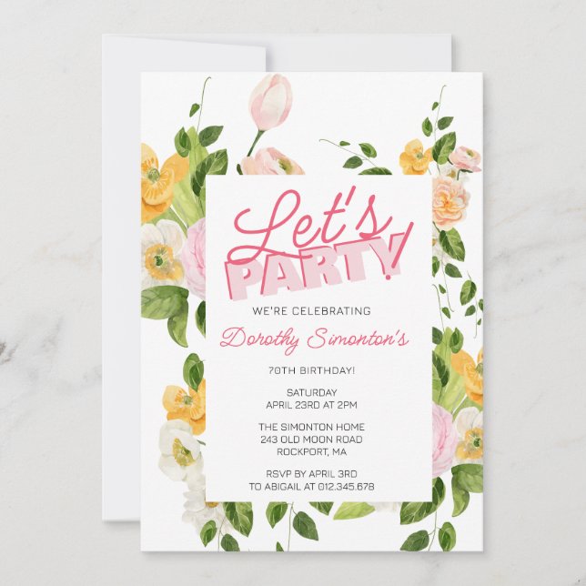 Convite Festa do vamos Tipografia de Tendência de 70 Anive (Frente)