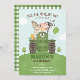 Convite Festa do velho MacDonald Barnyard da Fazenda Birth