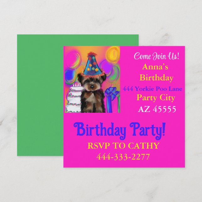 Convite Festa do Yorkie Poo  (Frente/Verso)