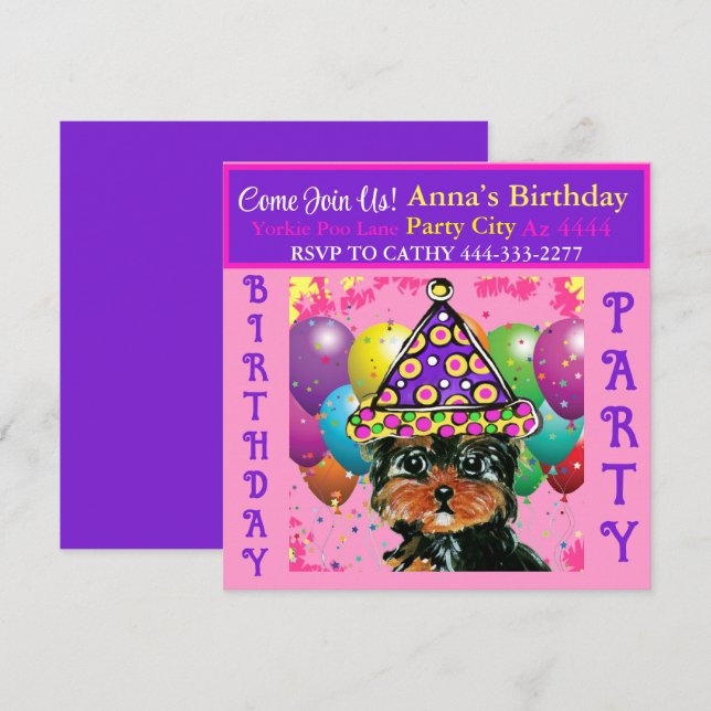 Convite Festa do Yorkie Poo  (Frente/Verso)