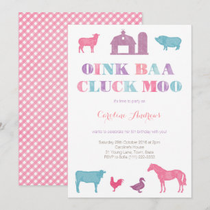 Convite festa do zoo, garota fazenda macdonald